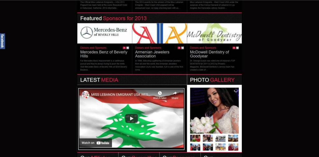 Miss Lebanon Emigrants West Coast USA - Website Project